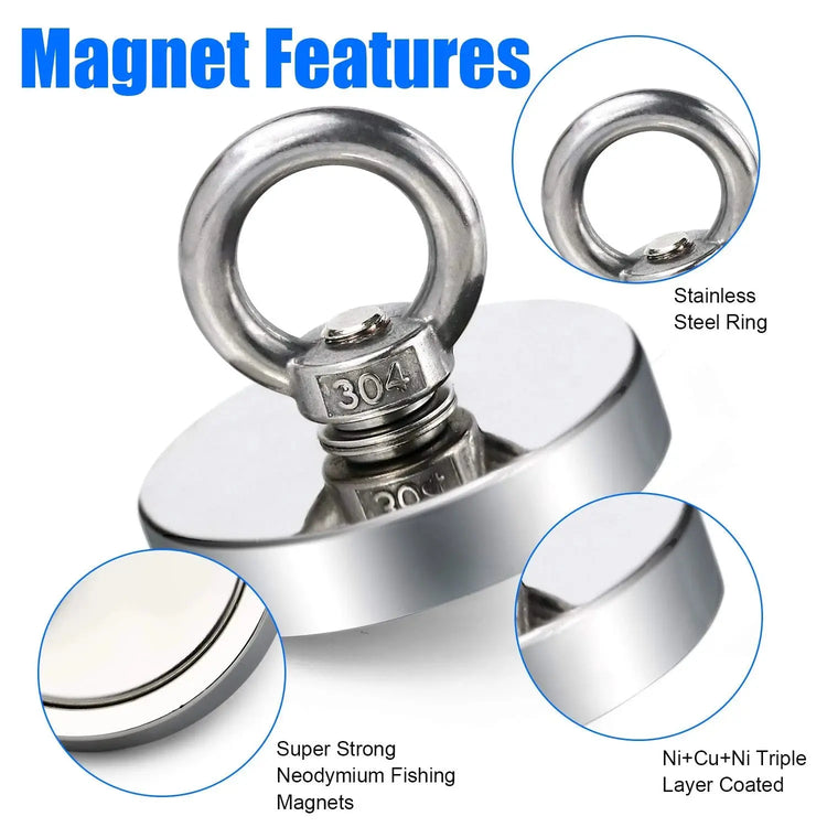 Super Strong Neodymium Fishing Magnets Heavy Duty imanes Magnet with Countersunk Hole Eyebolt for Salvage Magnetic Fishing Shop1102985420 Store