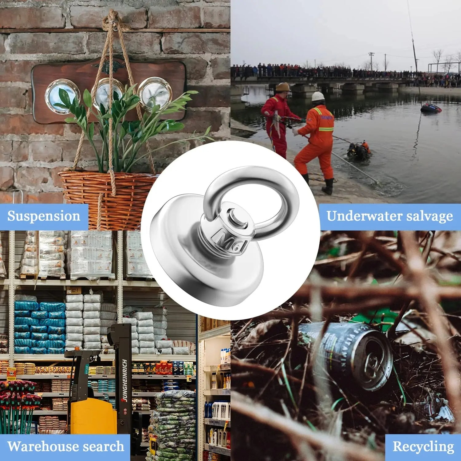 Super Strong Neodymium Fishing Magnets Heavy Duty imanes Magnet with Countersunk Hole Eyebolt for Salvage Magnetic Fishing Shop1102985420 Store